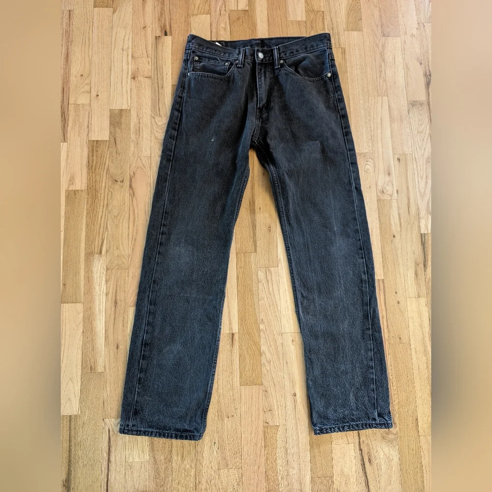 Levis 505 Jeans Mens 34x33 Black Regular Fit Straight Leg Denim Pants